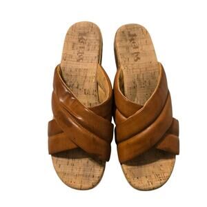 Korks Faithe Crossover Platform Sandals, Sz 8 Wedge Slip On Brown Sandal
